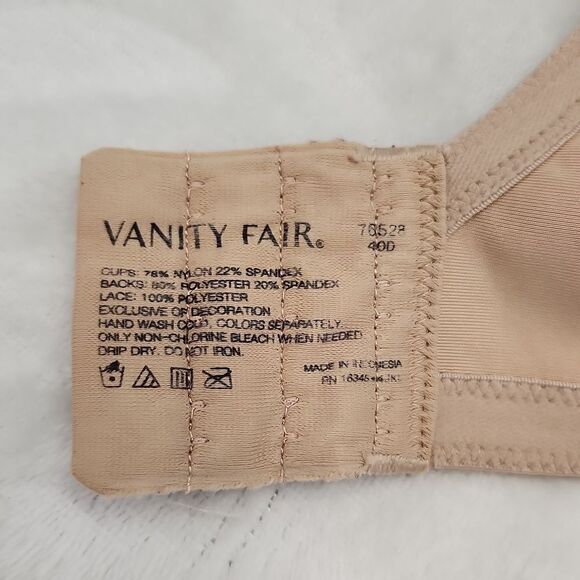 Vanity Fair nude bra with lace accent 40D - Picture 10 of 10